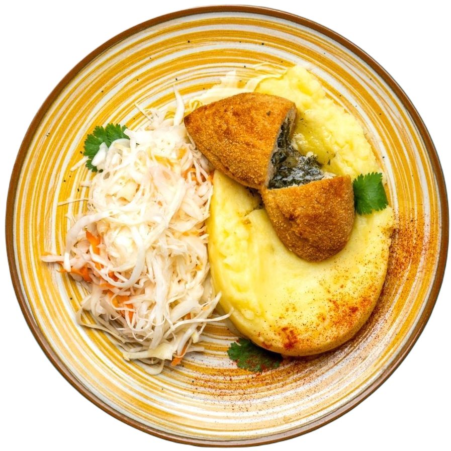 Chicken Kyiv with mashed potatoes