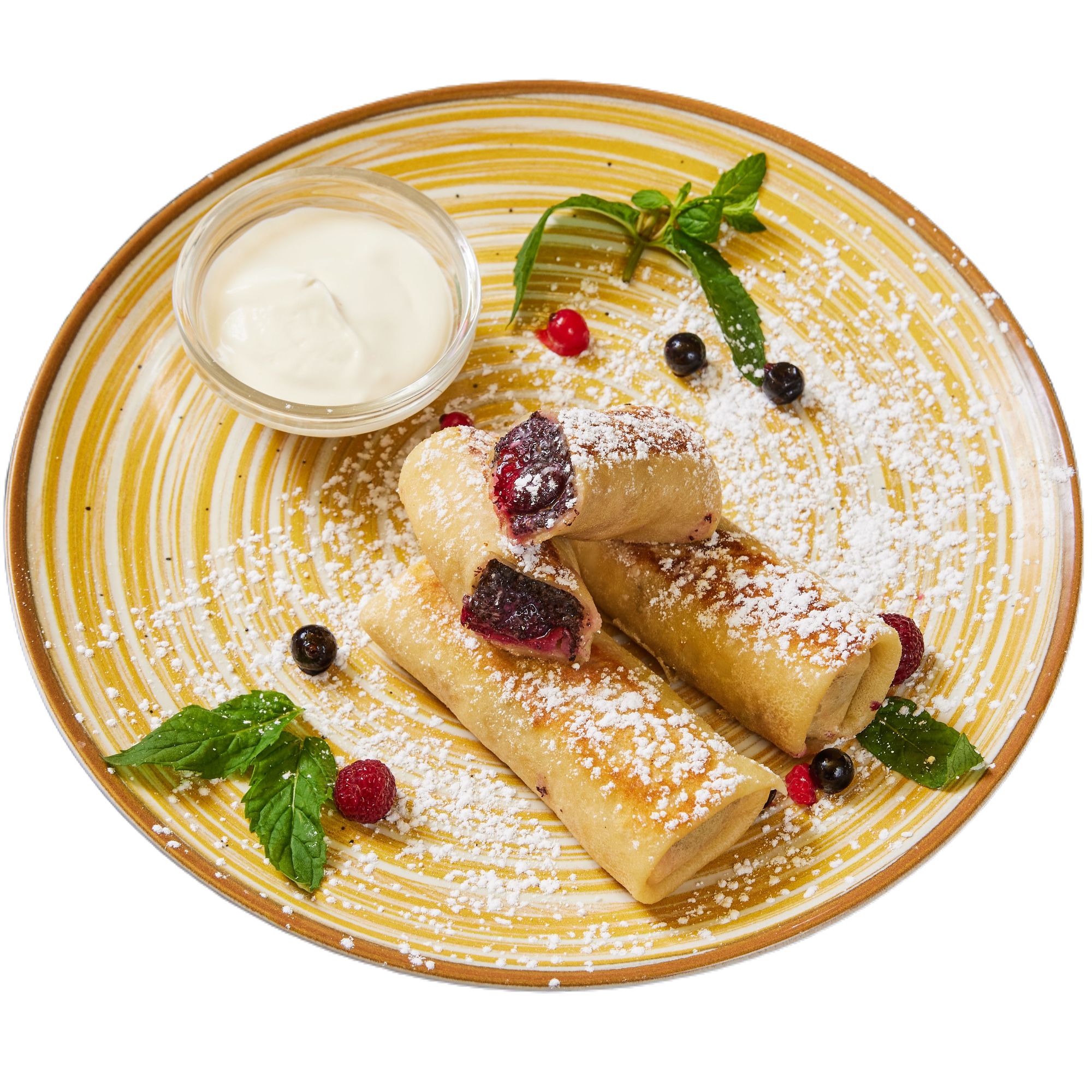 Poppy seed and cherry crêpes